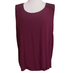 COLDWATER CREEK Sleeveless Blouse Top Cami L Crochet Lace Burgundy Maroon Career